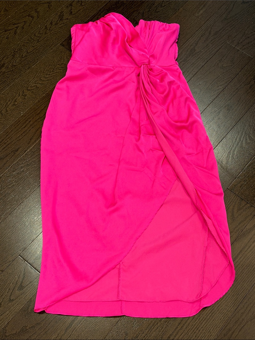 DO + BE hot pink midi strapless dress Large